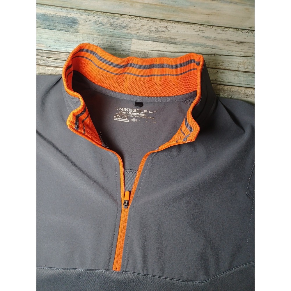 Nike Golf Vest Mens Small Gray 1/4 Zip Pullover Tour Performance Dri Fit